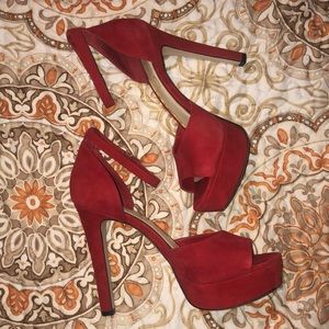 Red platform high heels